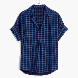 Madewell Double-Faced Park Popover Shirt in Plaid, Size Large